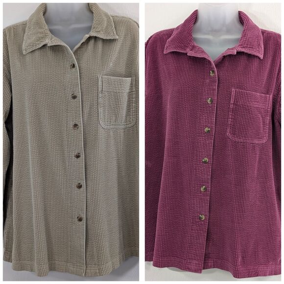 L.L. Bean Tops - LL BEAN Large Wide Wale Courdoroy Shirt/Shackets (2) Fall Favorite Identical